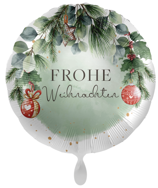 Folienballon - Frohe Weihnachten, Weihnachtskugeln - ø 43cm